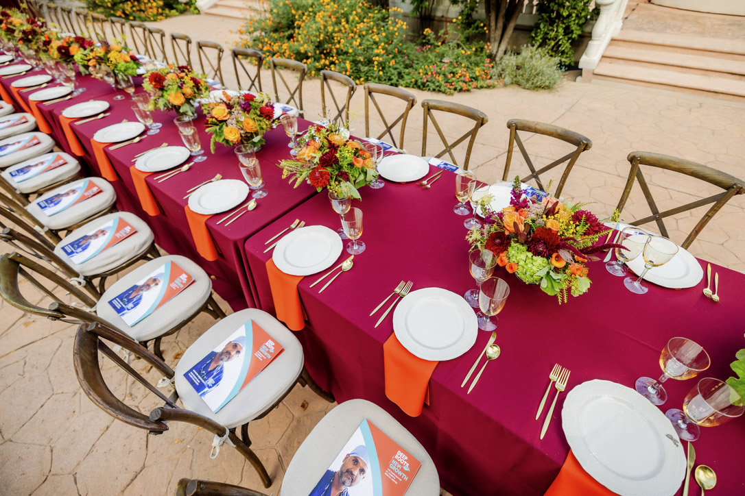 Overhead view of the early autumn dinner table